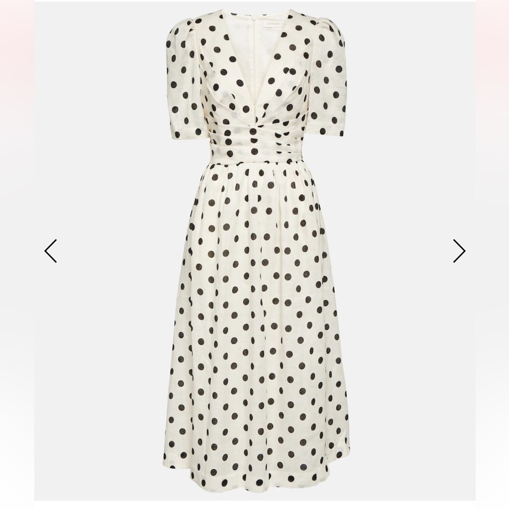 Zimmermann Polka Dot Linen Midi Dress